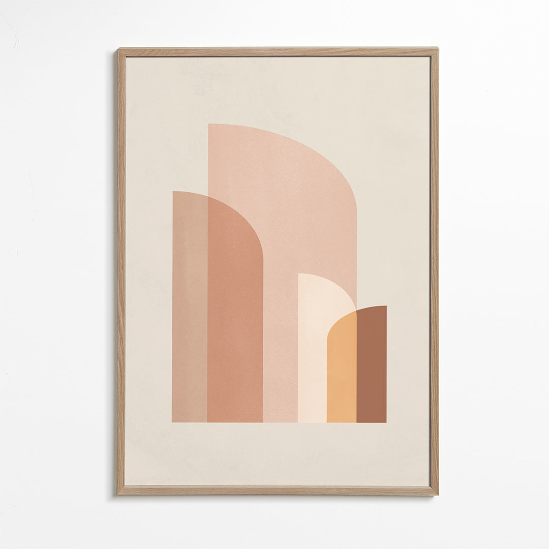 Plakat geometryczny z łukami w ciepłych tonach
