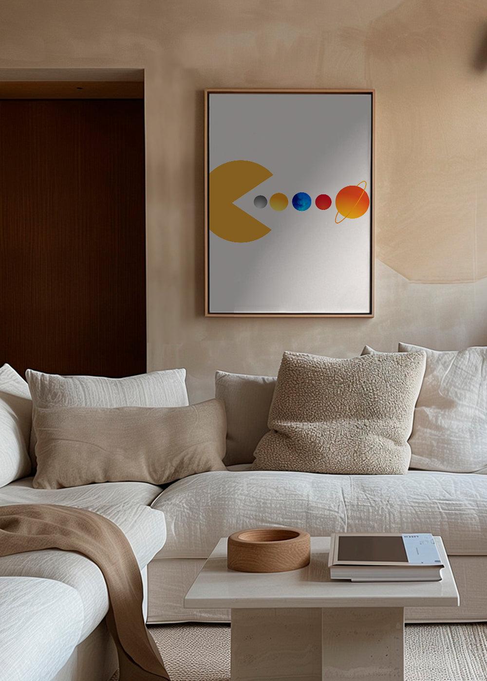 Ilustracja kosmiczna Pac‑Man i planety