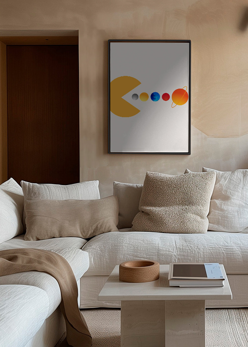 Ilustracja kosmiczna Pac‑Man i planety