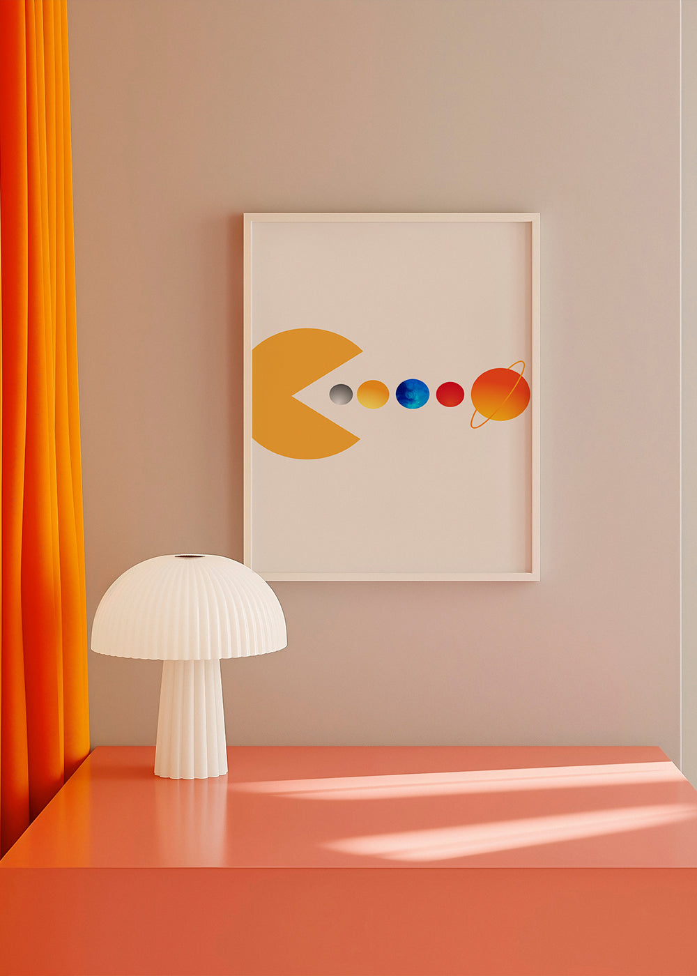 Ilustracja kosmiczna Pac‑Man i planety