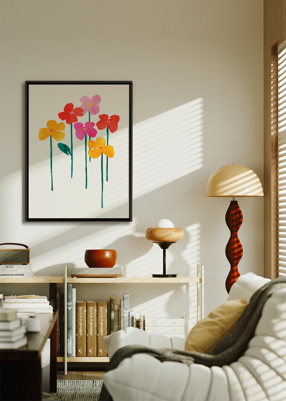 Plakat botaniczny wesołe kwiaty akwarelowe