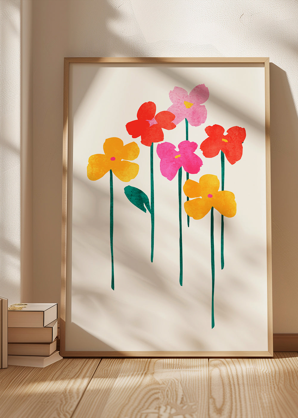Plakat botaniczny wesołe kwiaty akwarelowe