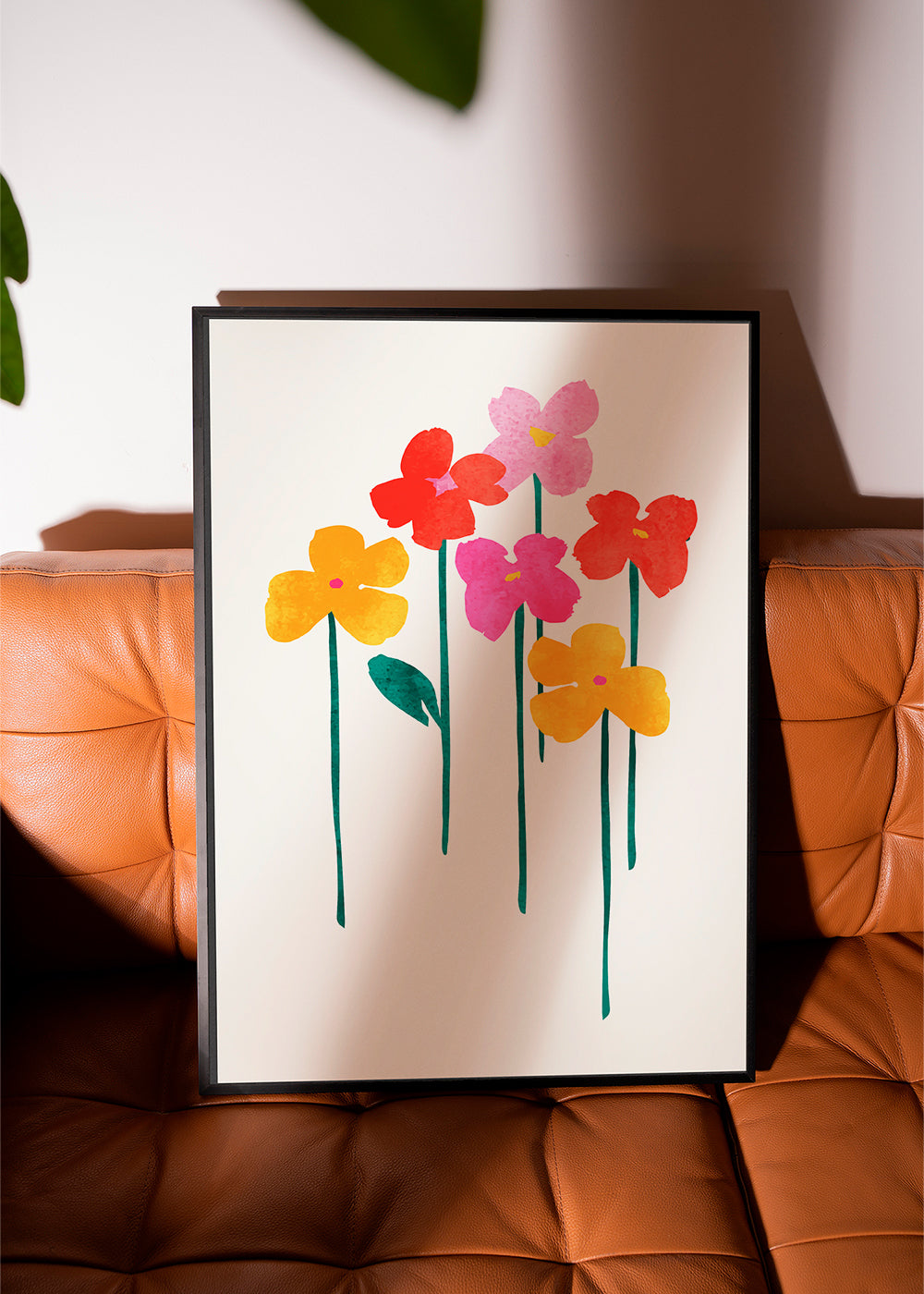 Plakat botaniczny wesołe kwiaty akwarelowe