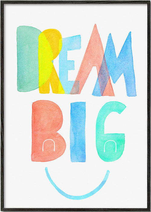 Ilustracja typograficzna akwarela 'Dream Big'