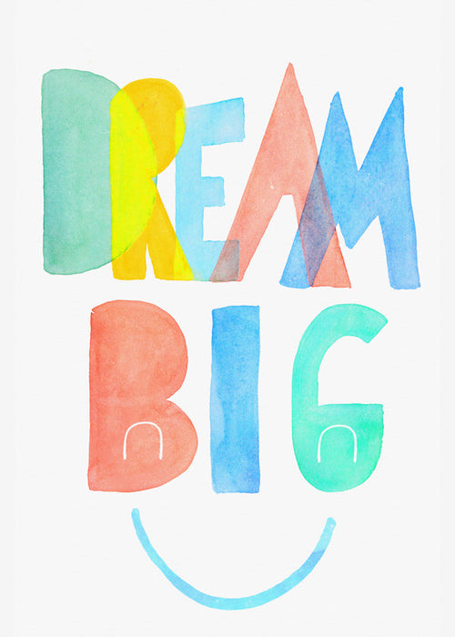 Ilustracja typograficzna akwarela 'Dream Big'