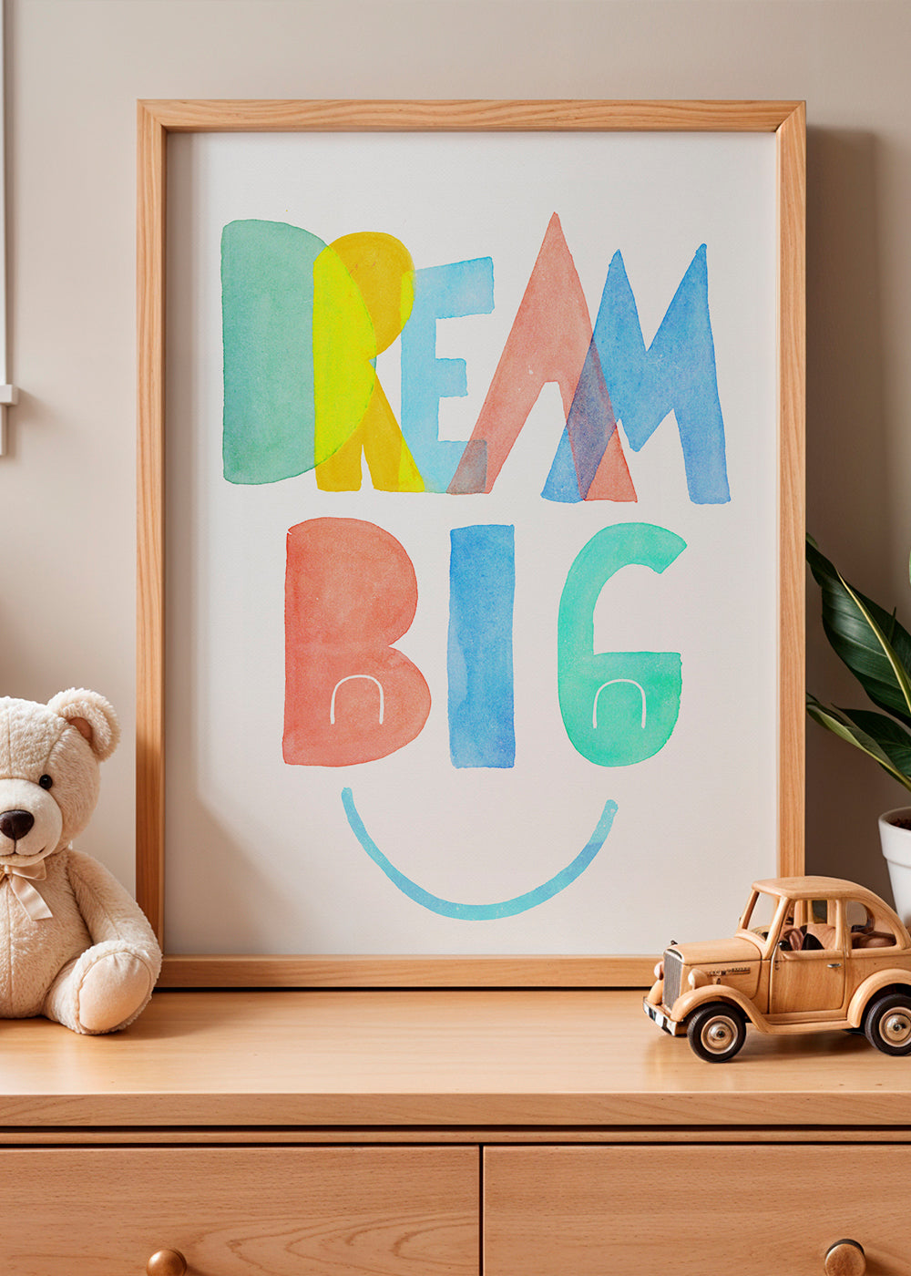 Ilustracja typograficzna akwarela 'Dream Big'