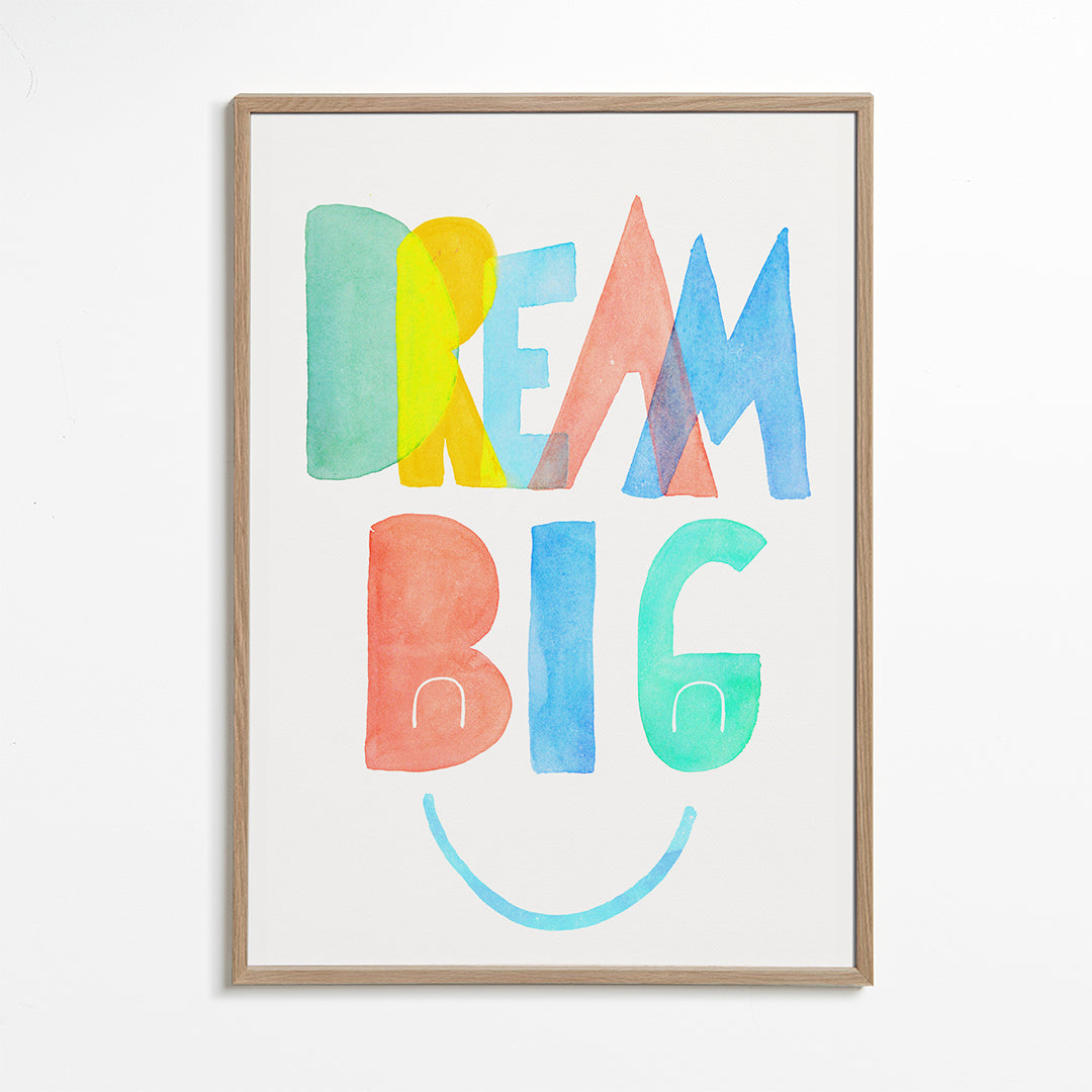 Ilustracja typograficzna akwarela 'Dream Big'