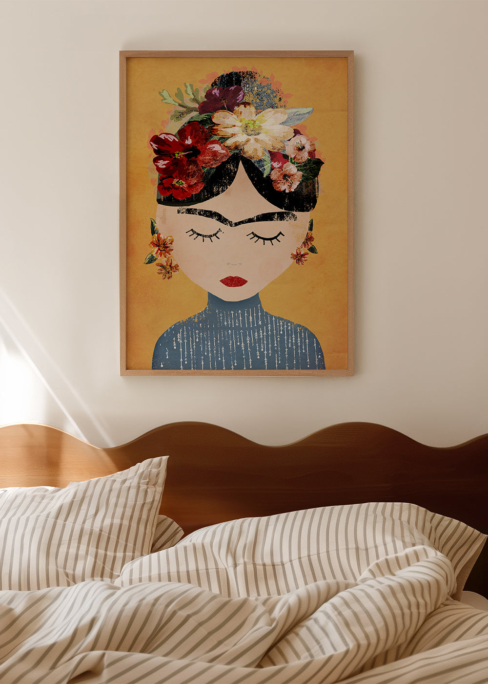 Ilustracja Frida z wieńcem kwiatów