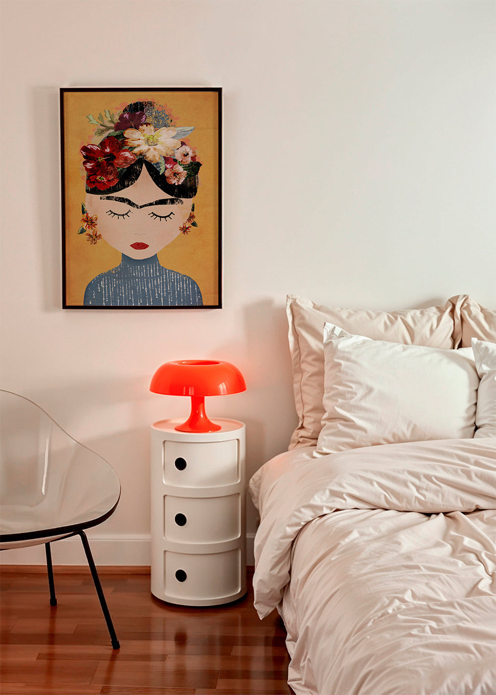 Ilustracja Frida z wieńcem kwiatów
