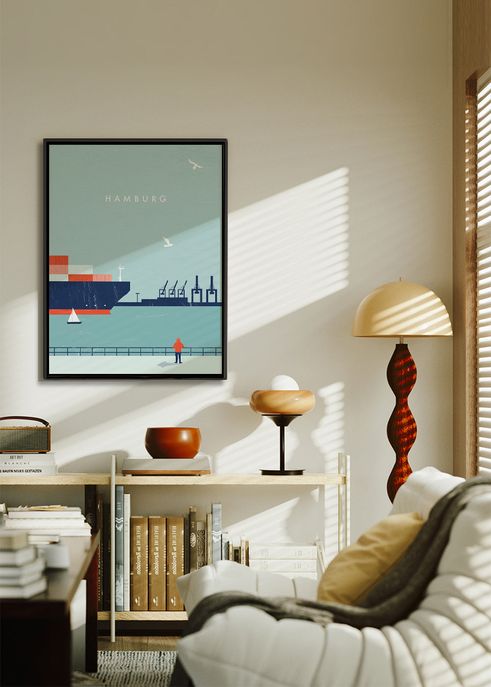 Plakat podróżniczy Hamburg port ilustracja