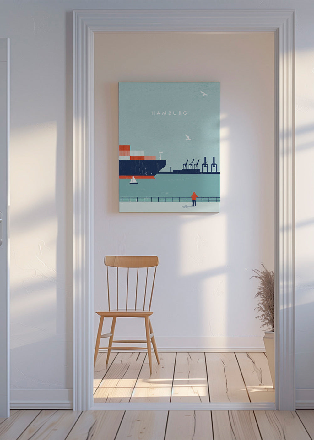 Plakat podróżniczy Hamburg port ilustracja