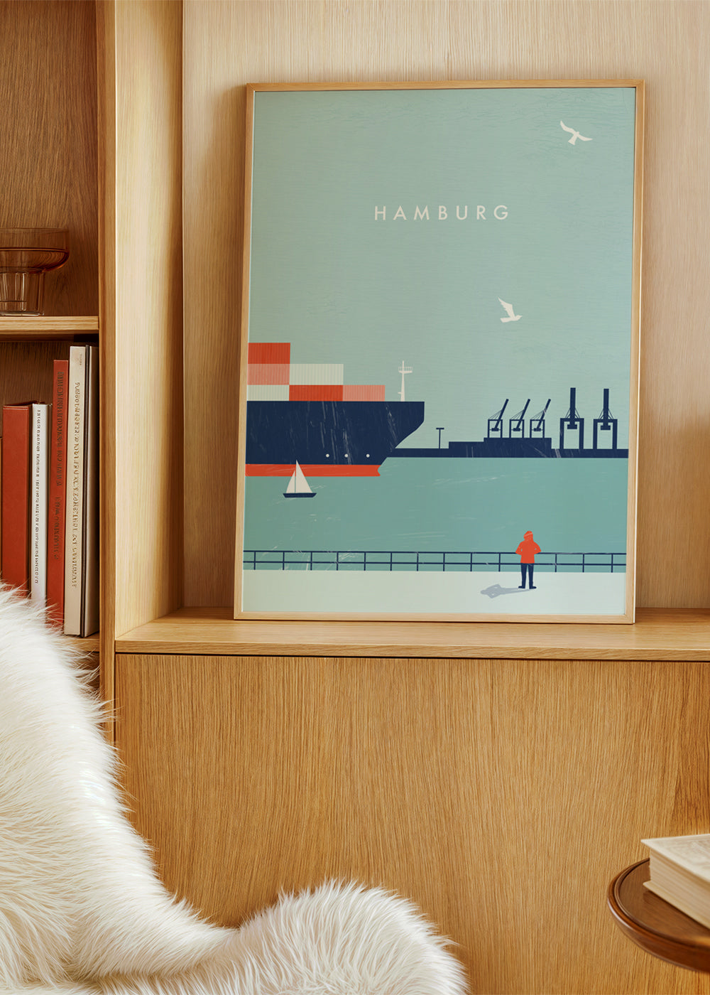 Plakat podróżniczy Hamburg port ilustracja