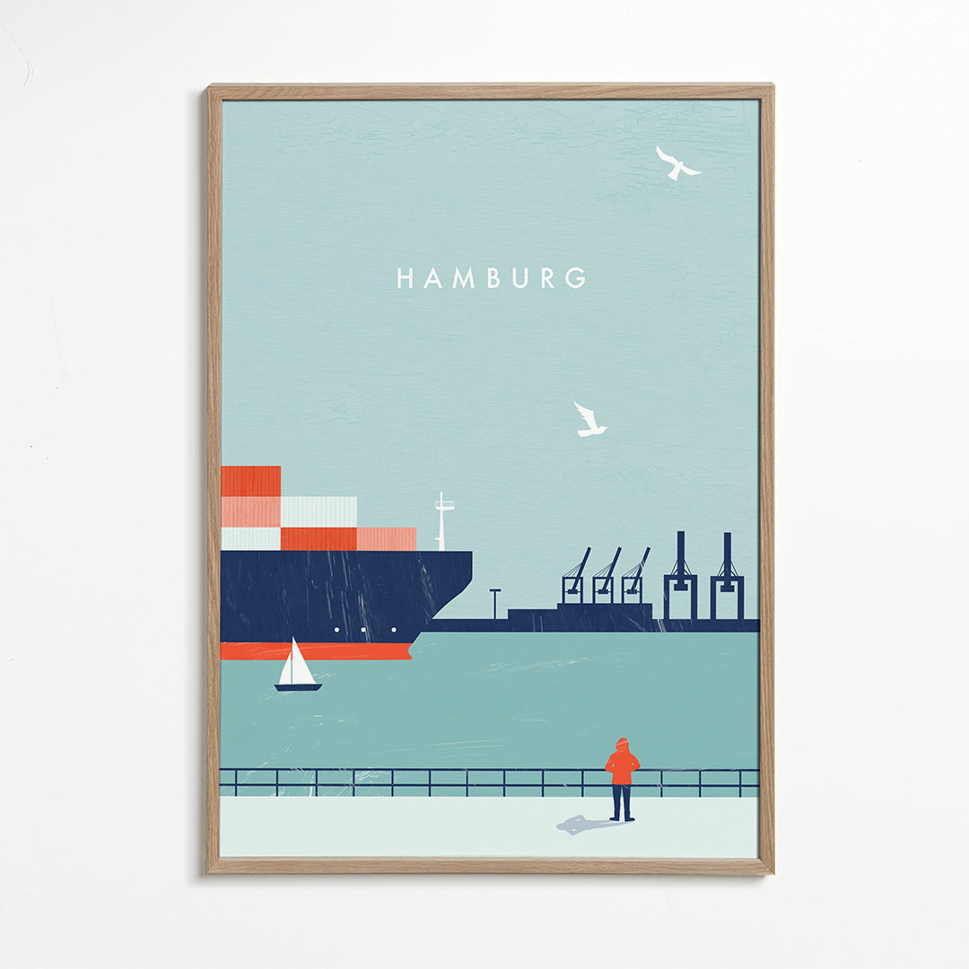 Plakat podróżniczy Hamburg port ilustracja
