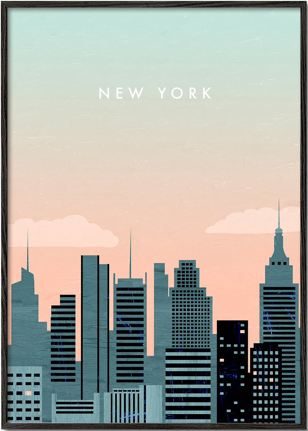 Plakat podróżniczy New York skyline ilustracja