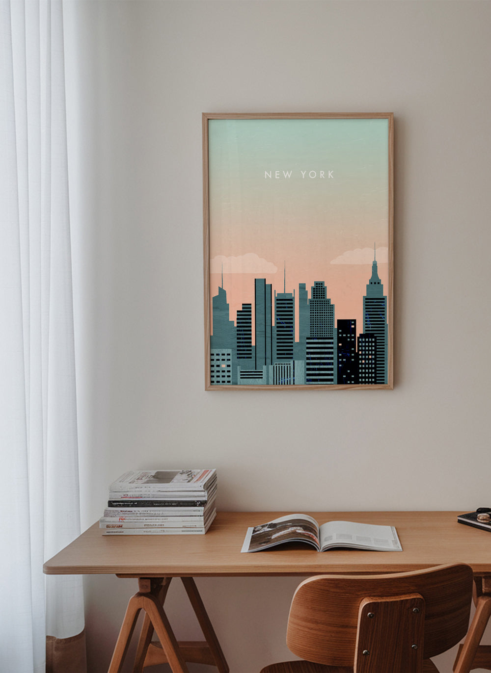 Plakat podróżniczy New York skyline ilustracja