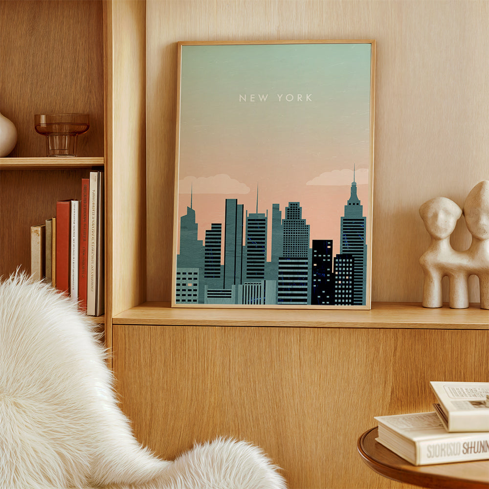 Plakat podróżniczy New York skyline ilustracja