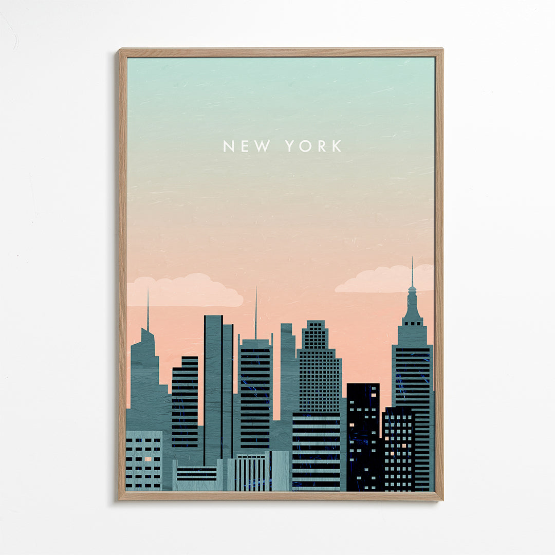 Plakat podróżniczy New York skyline ilustracja