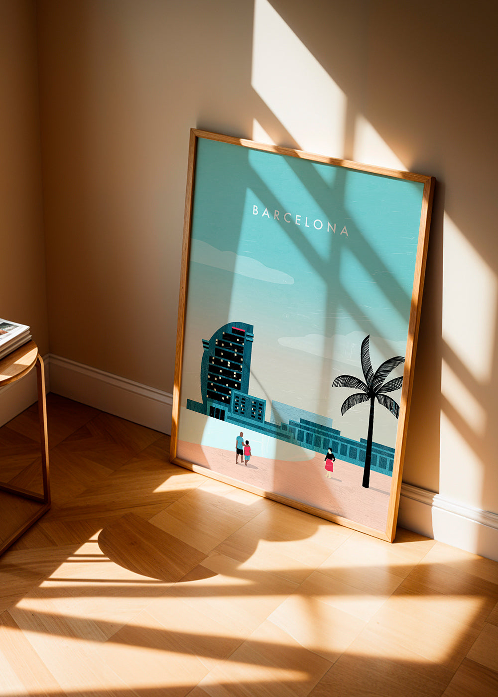Plakat podróżniczy Barcelona, scena plażowa