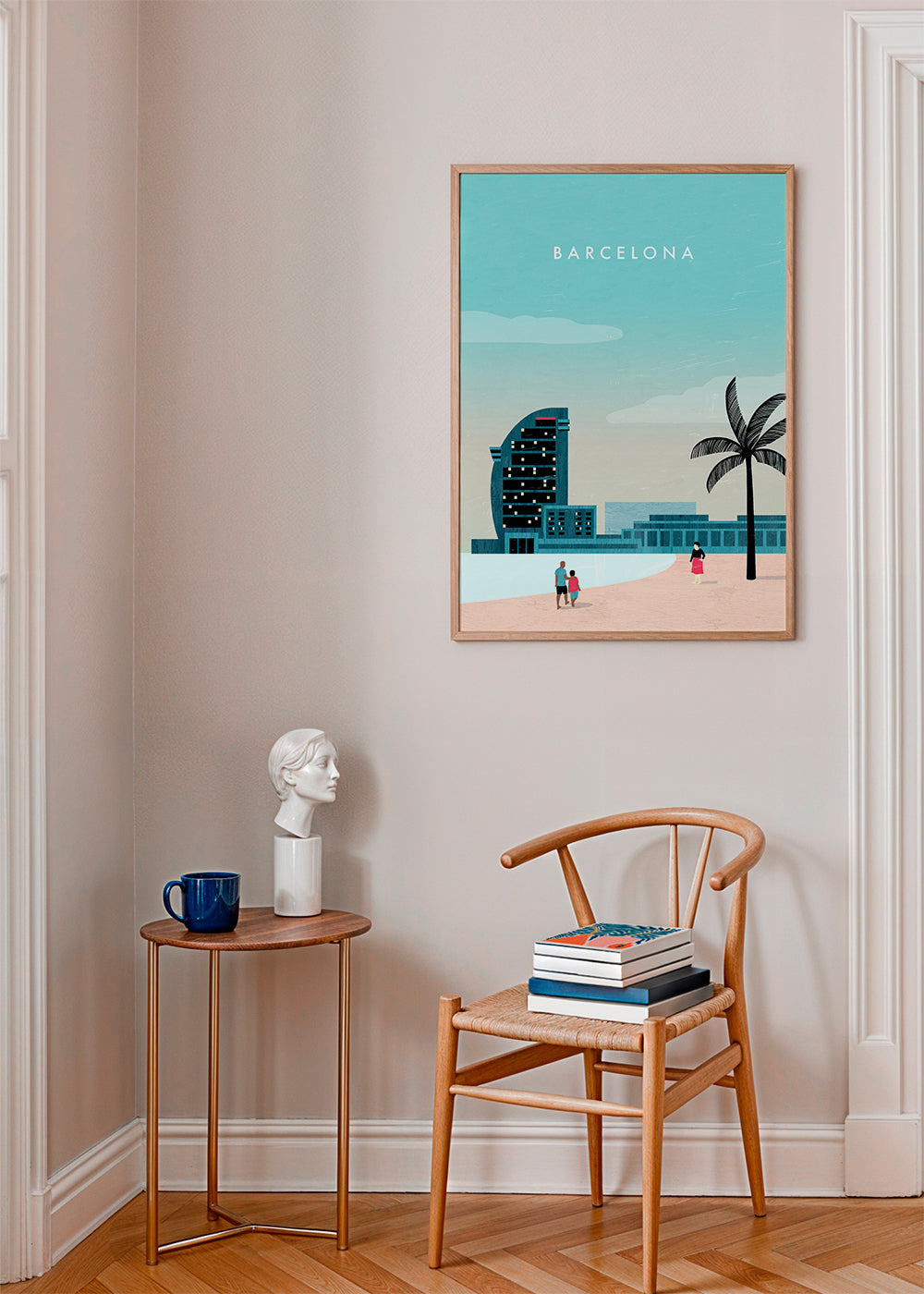 Plakat podróżniczy Barcelona, scena plażowa