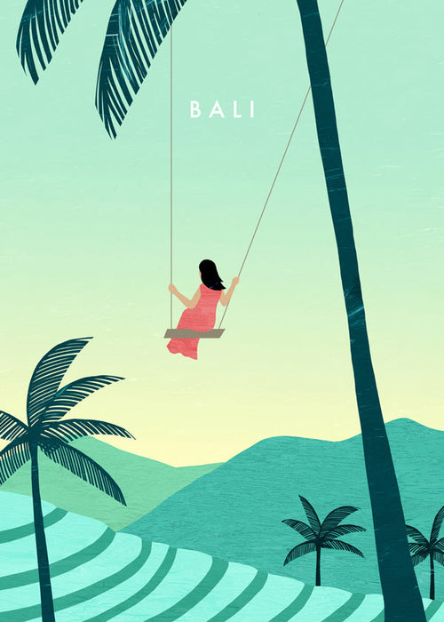 Sztuka do kuchni Bali: ilustracja huśtawki tropikalnej