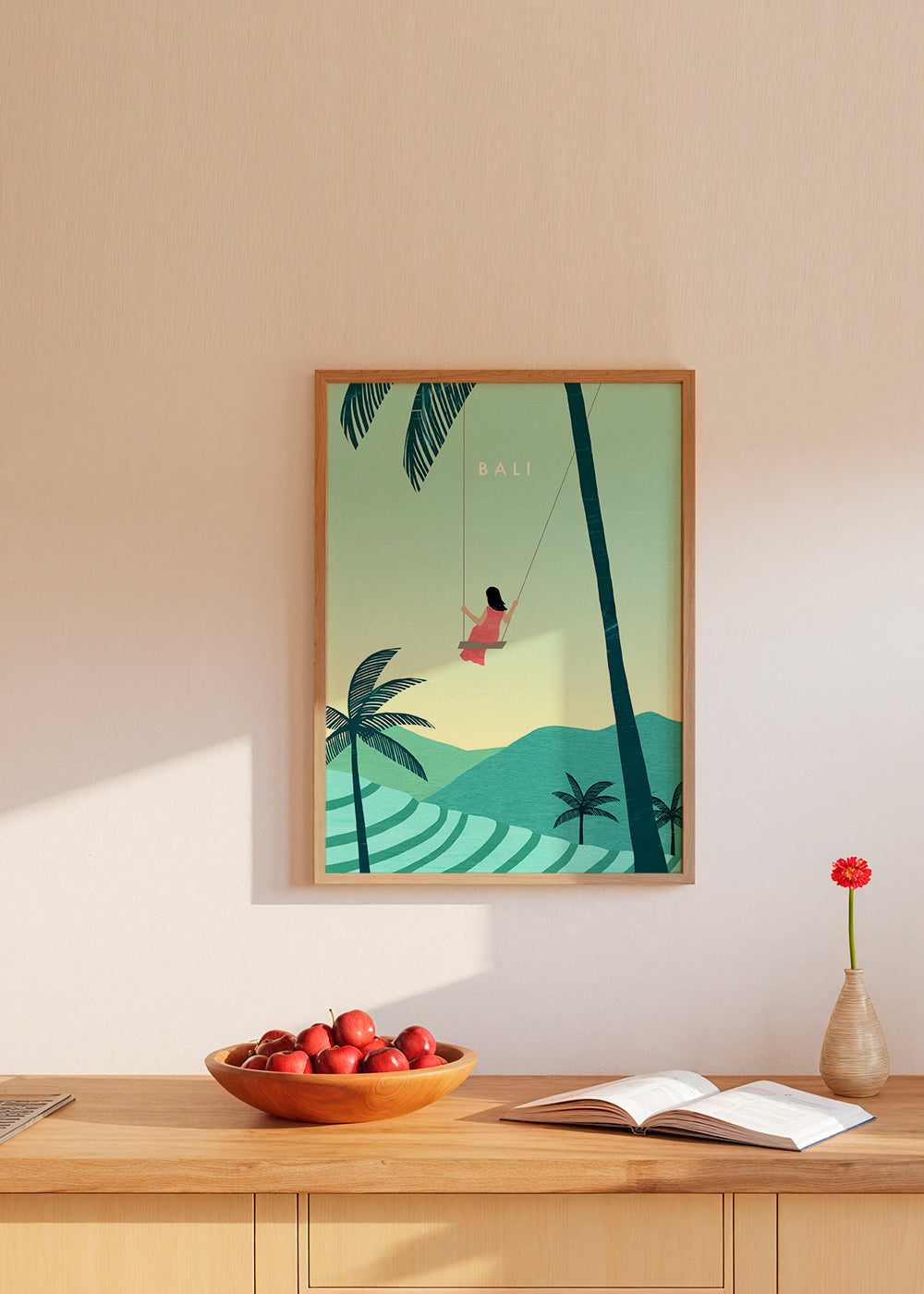 Sztuka do kuchni Bali: ilustracja huśtawki tropikalnej