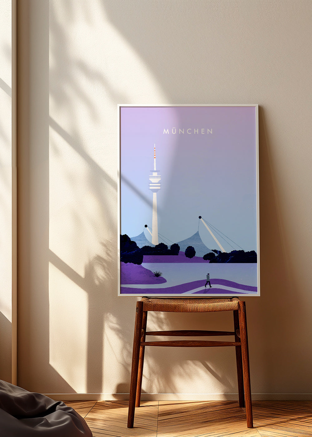 Plakat miasta Monachium ze stylizowaną panoramą