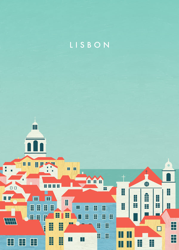 Plakat podróżniczy Lizbona ilustracyjny widok