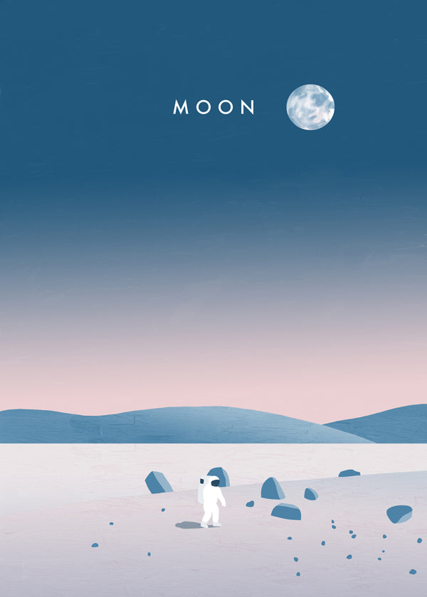Ilustracja księżycowego krajobrazu z astronautą