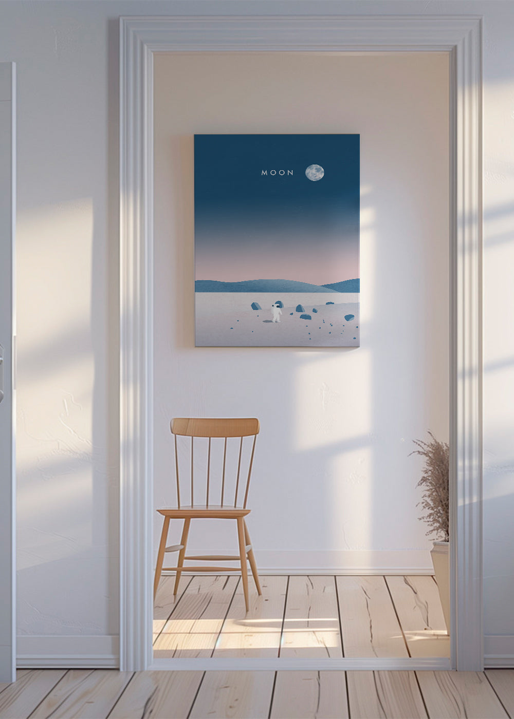Ilustracja księżycowego krajobrazu z astronautą