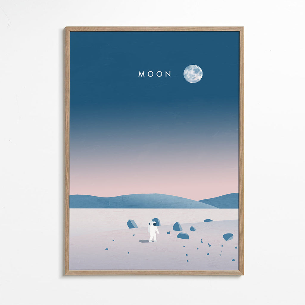 Ilustracja księżycowego krajobrazu z astronautą