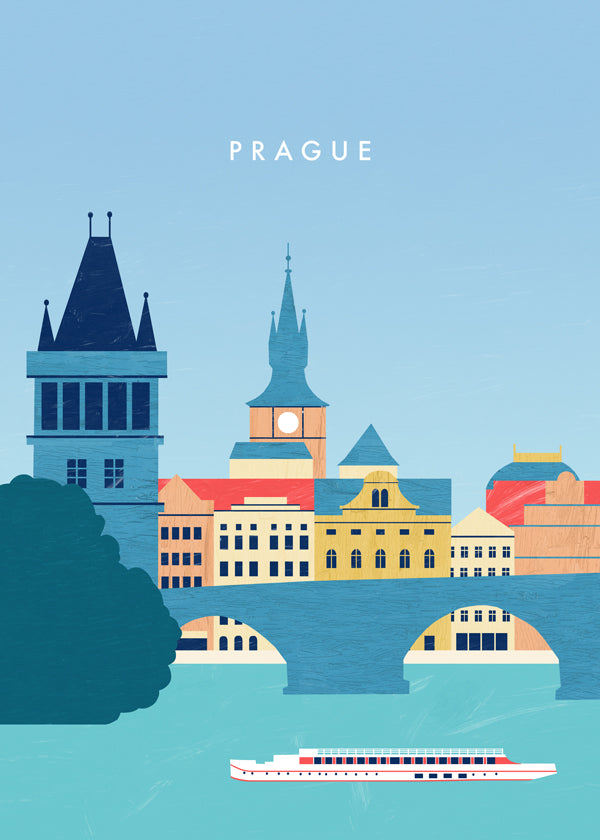 Sztuka do kuchni Praga skyline niebieski