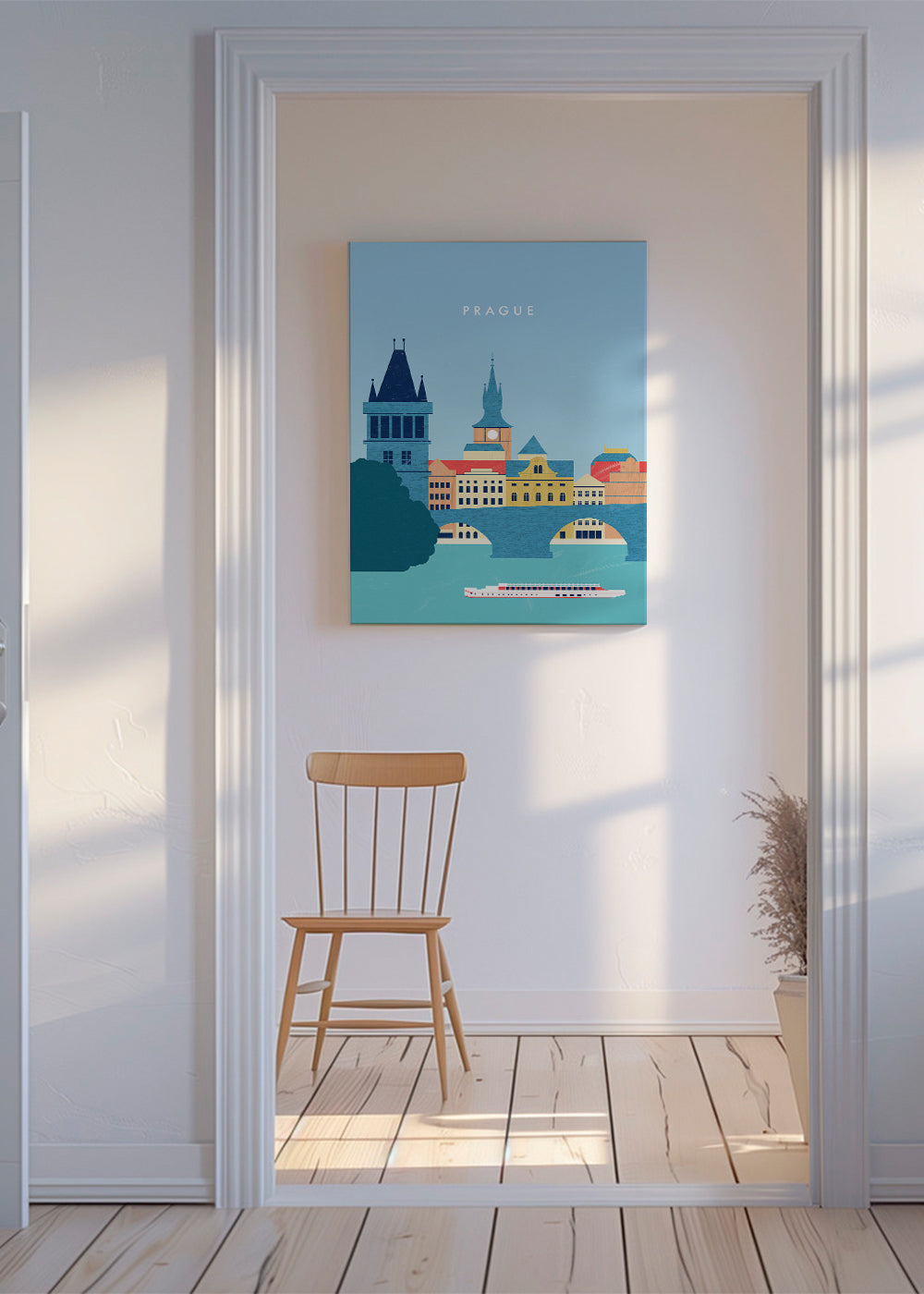 Sztuka do kuchni Praga skyline niebieski