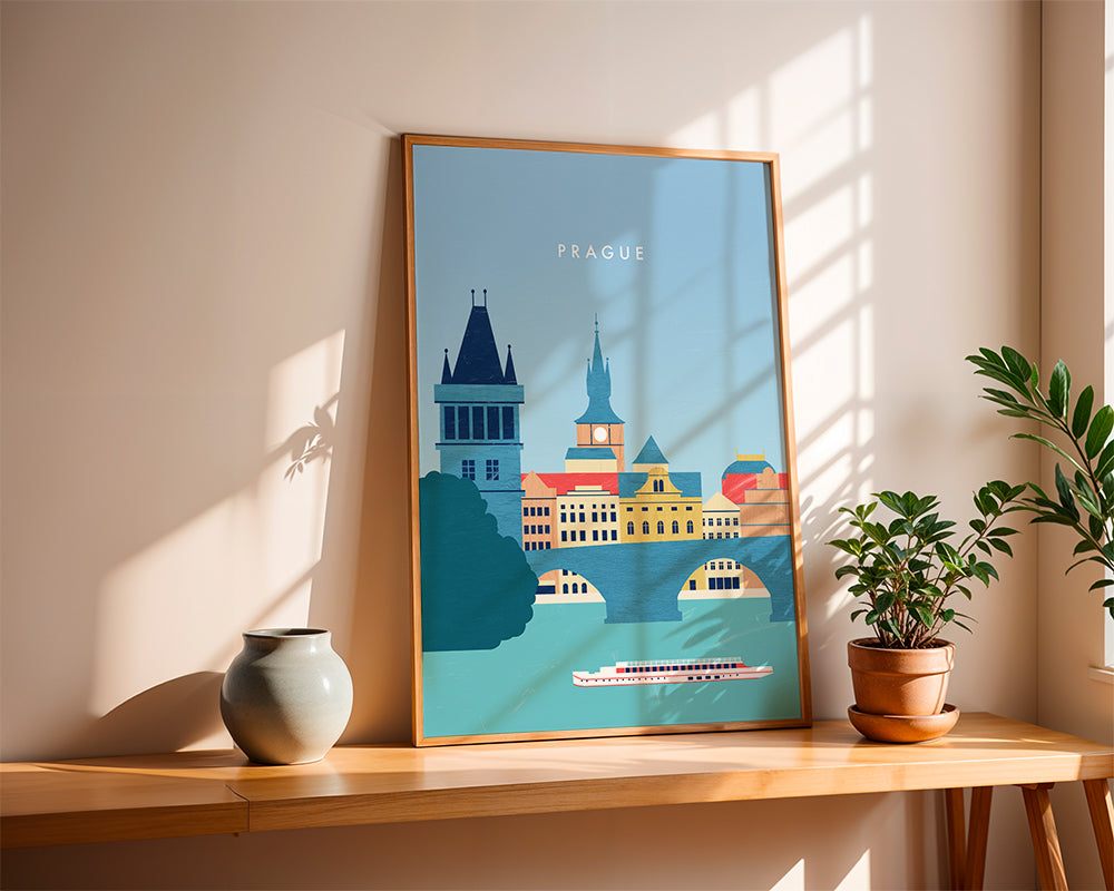 Sztuka do kuchni Praga skyline niebieski