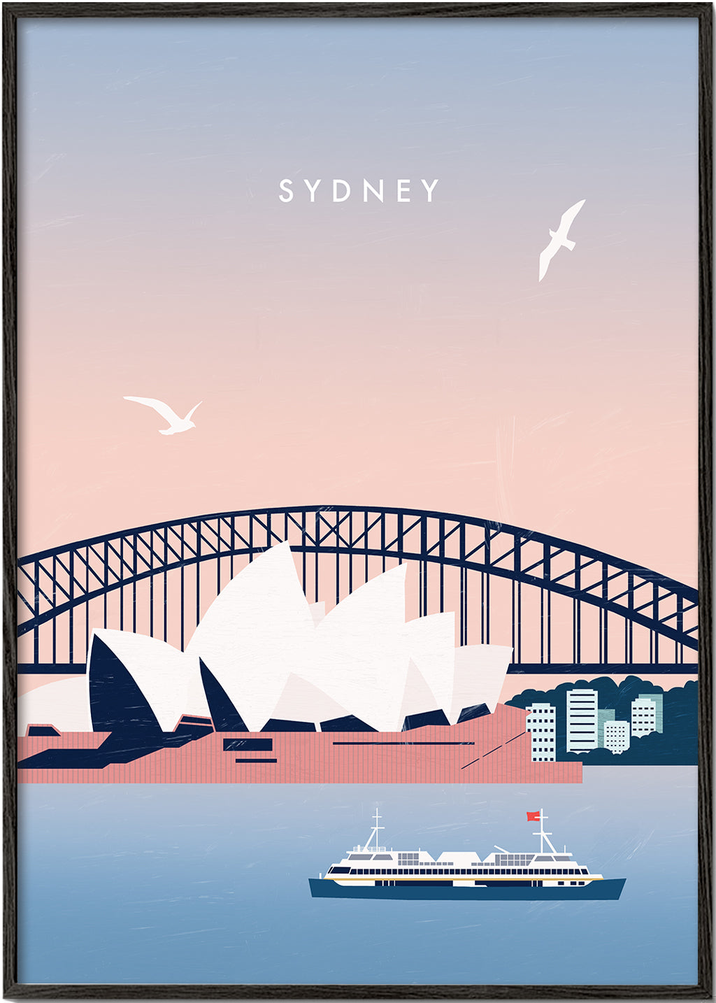 Plakat podróżny Sydney: Opera i most w ilustracji