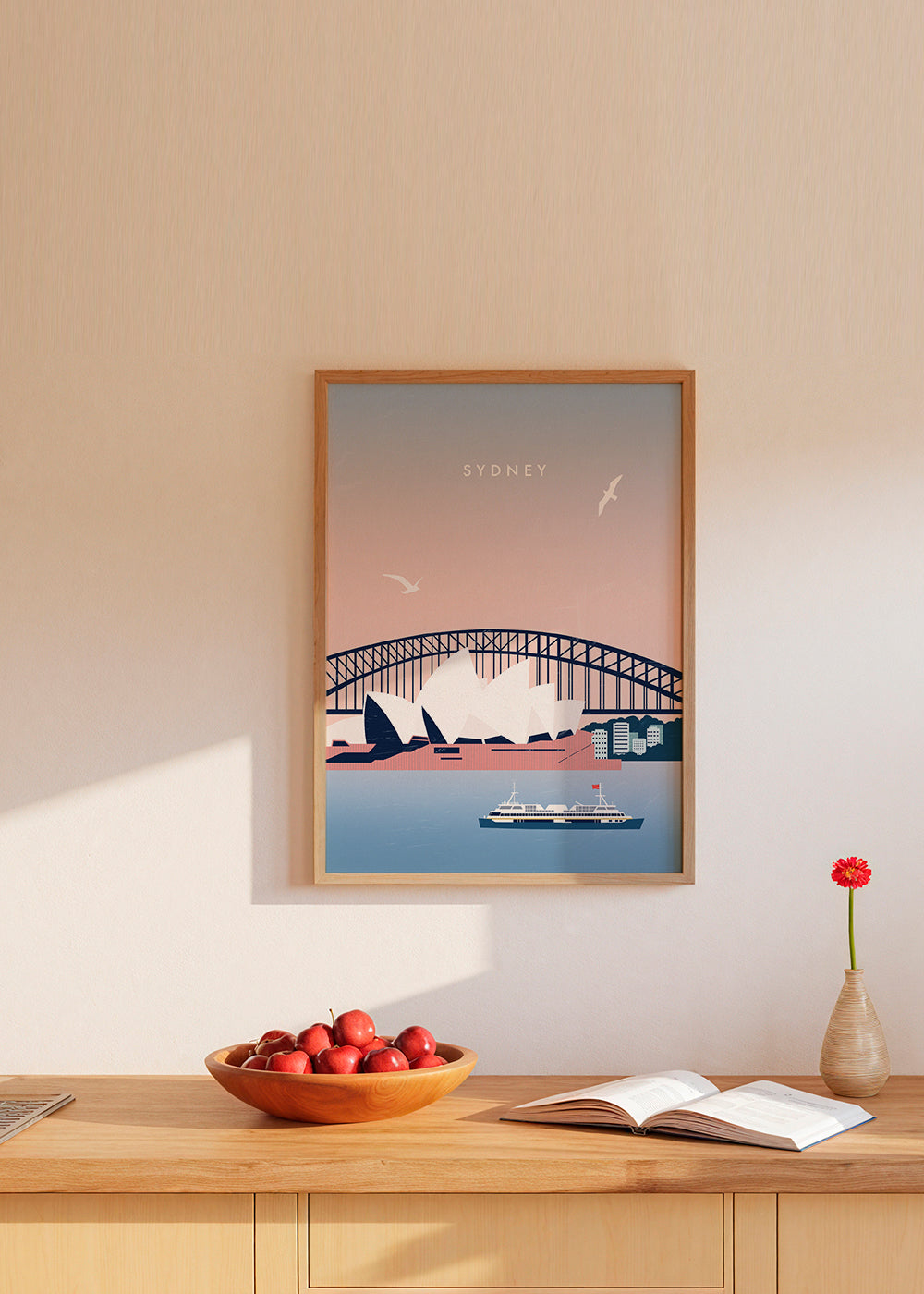 Plakat podróżny Sydney: Opera i most w ilustracji