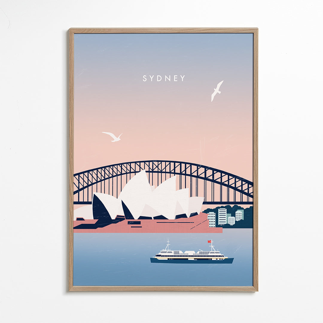 Plakat podróżny Sydney: Opera i most w ilustracji