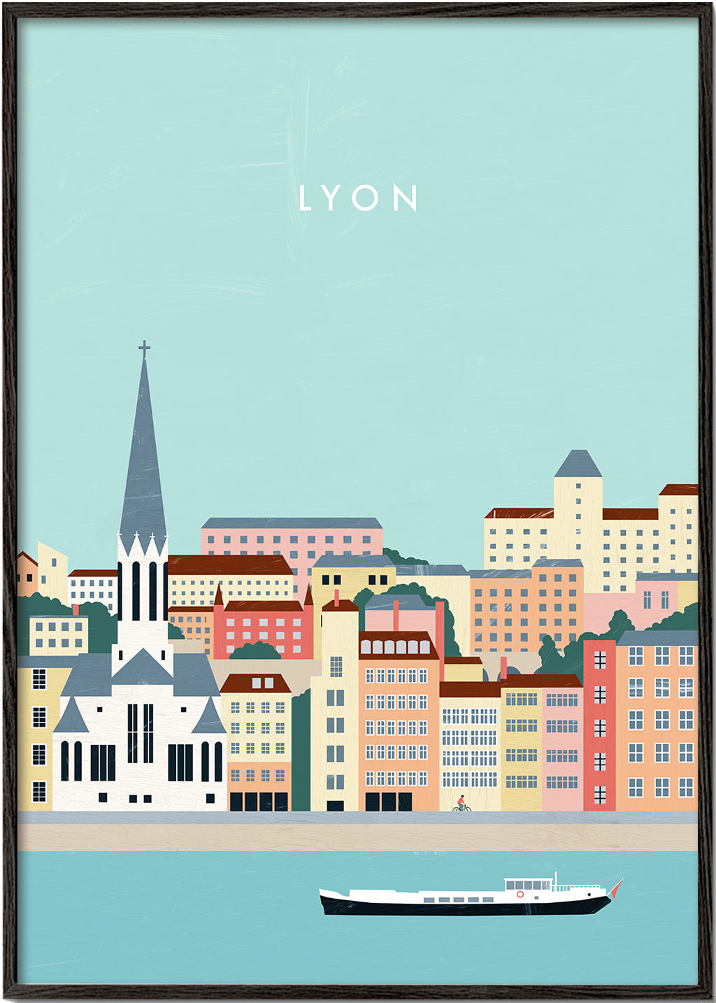 Sztuka do miasta Lyon: nadbrzeżna ilustracja