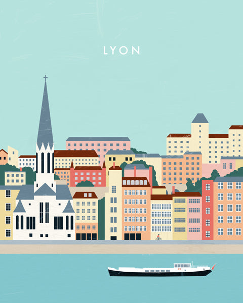 Sztuka do miasta Lyon: nadbrzeżna ilustracja