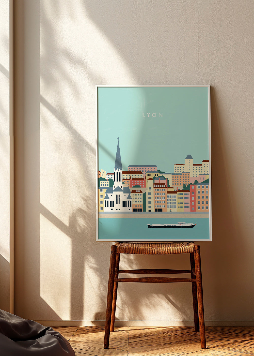 Sztuka do miasta Lyon: nadbrzeżna ilustracja