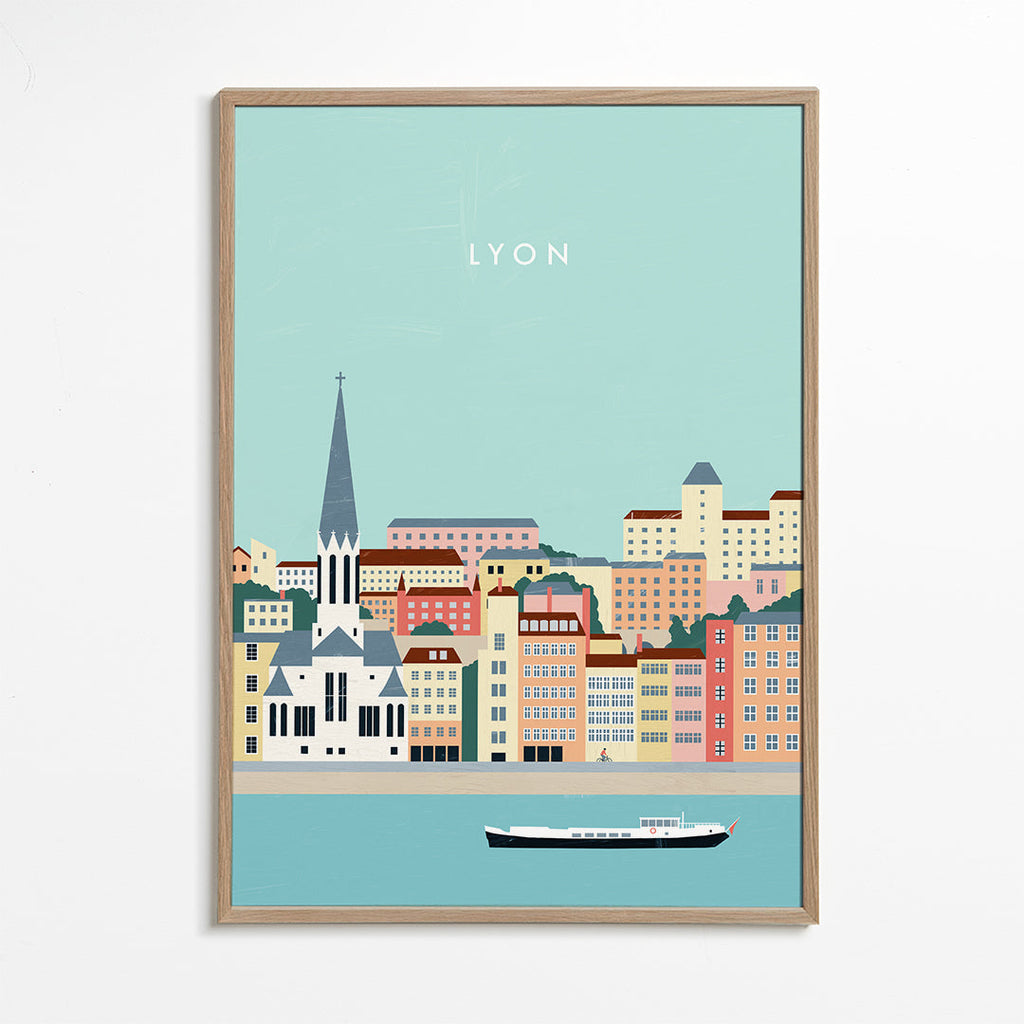 Sztuka do miasta Lyon: nadbrzeżna ilustracja
