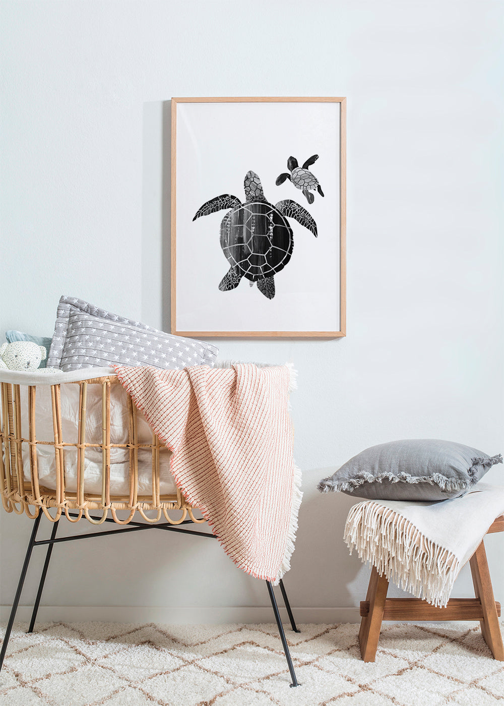 Minimalistyczny żółw czarno-biały