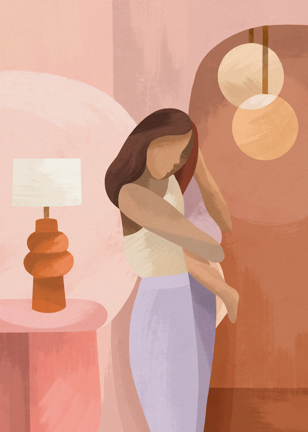 Ilustracja matczyna w pastelowych barwach