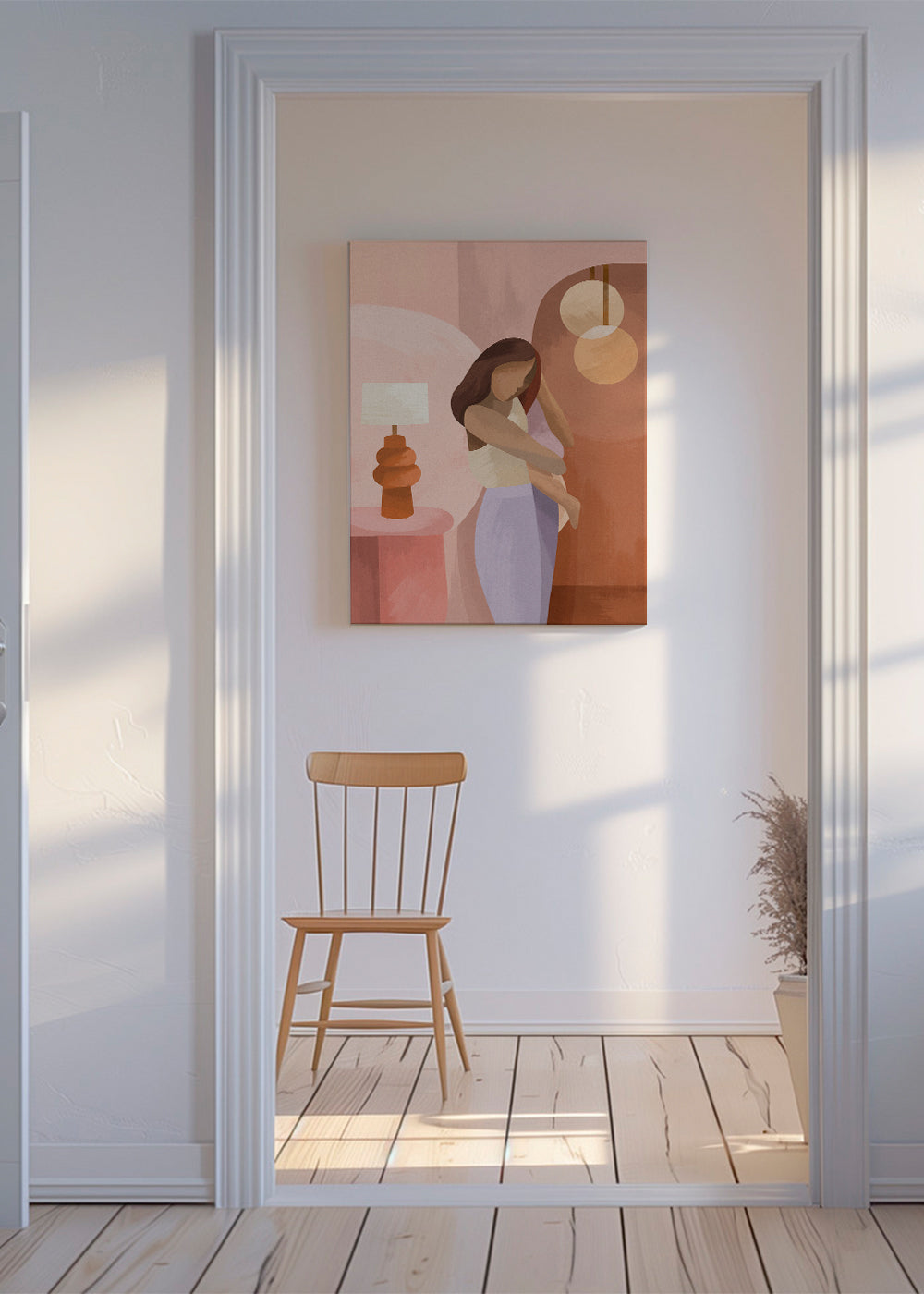 Ilustracja matczyna w pastelowych barwach