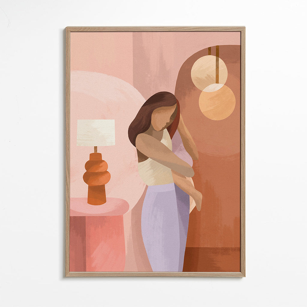 Ilustracja matczyna w pastelowych barwach