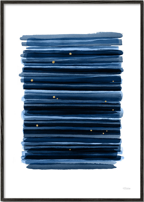 Obraz abstrakcyjny z niebieskimi poziomymi pasami