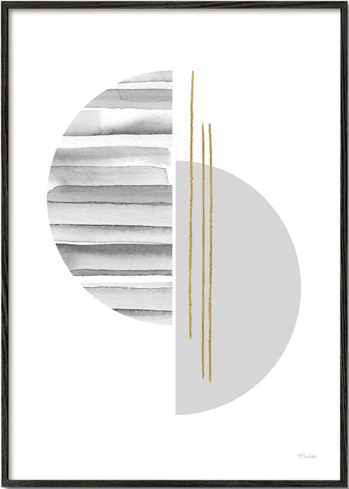 Plakat geometryczny minimal z złotymi kreskami