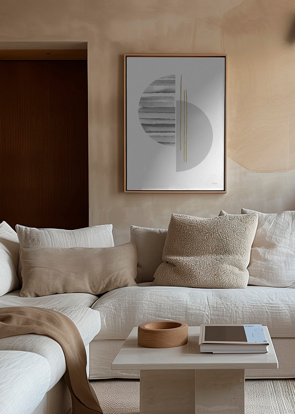 Plakat geometryczny minimal z złotymi kreskami