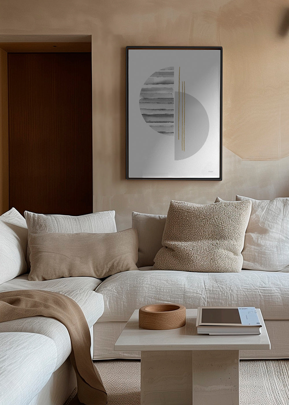 Plakat geometryczny minimal z złotymi kreskami