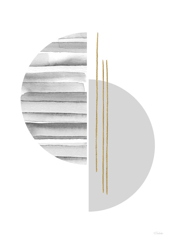 Plakat geometryczny minimal z złotymi kreskami