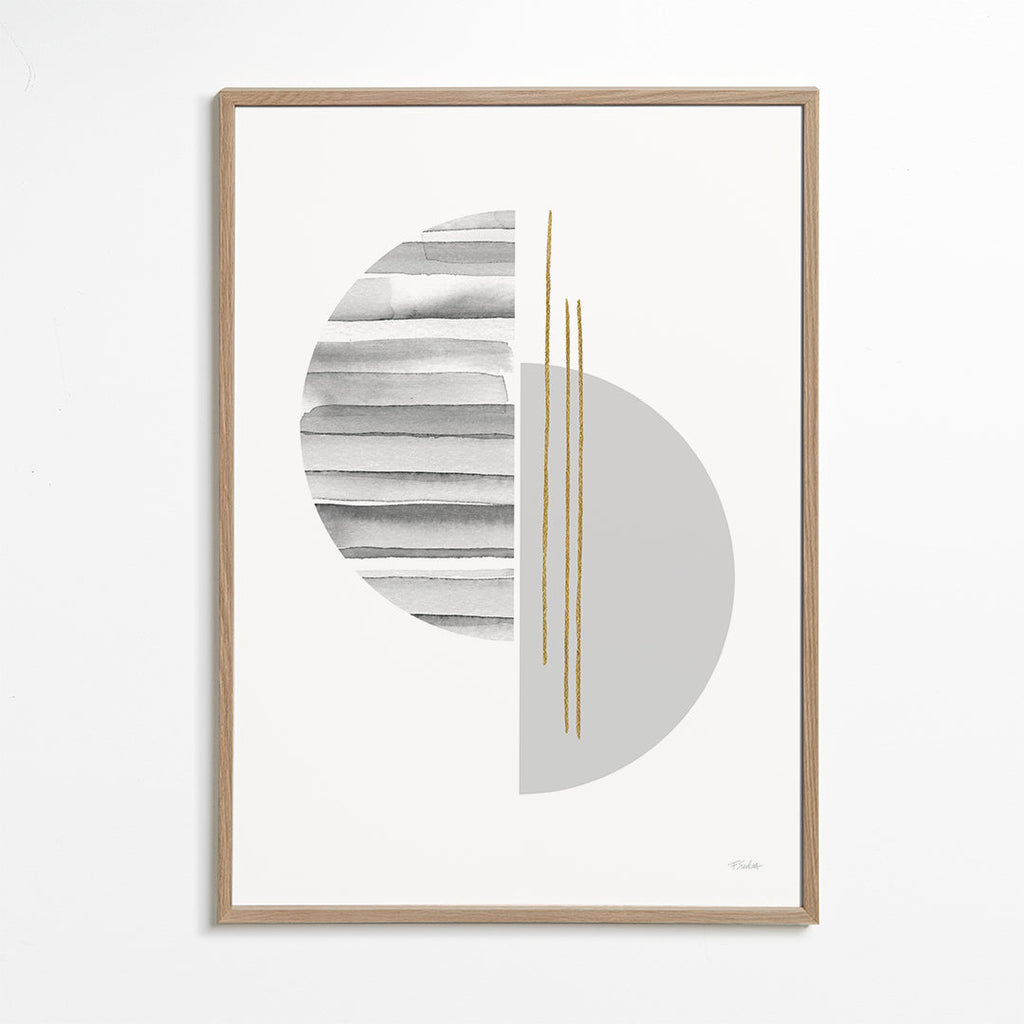 Plakat geometryczny minimal z złotymi kreskami